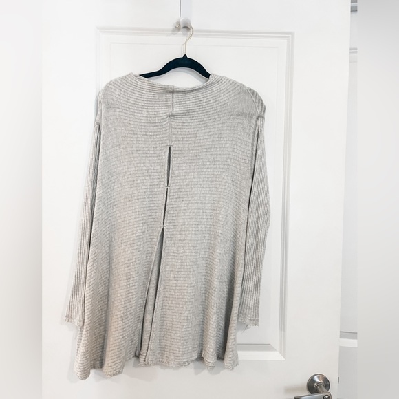 Free People We The Free Gray Open Back Ribbed Mock Neck Sweater - Picture 2 of 7